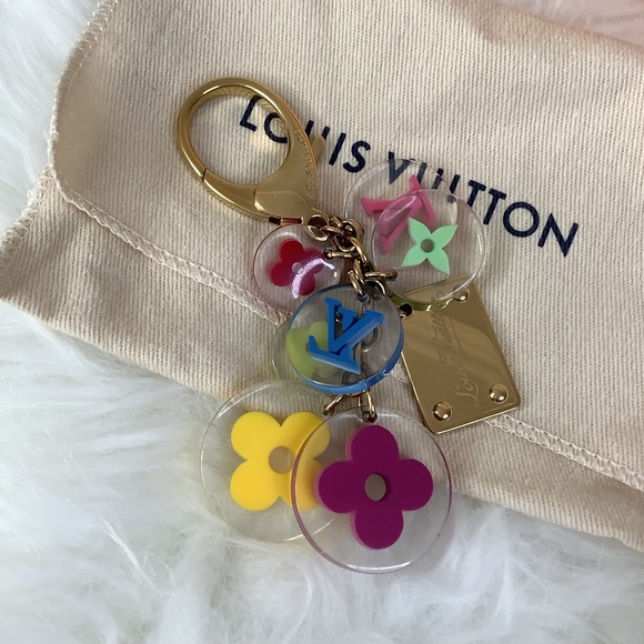 🌸 LOUIS VUITTON Multicolor Fleurs Key Holder and Bag Charm🌸 - Picture 2 of 7